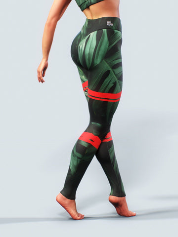 Anegada Palm Leggings-High waisted leggings-bootysculpted